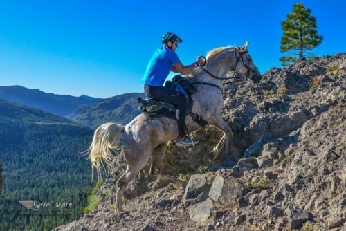 Garrett Ford riding his horse Fury in a Freeform treeless saddle in The Tevis Cup 100-mile endurance ride.